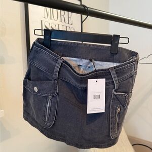 Outcast Gray Denim Mini Skirt